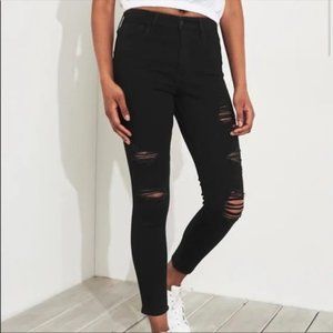 Black High-Waisted Distressed Skinny Jeans